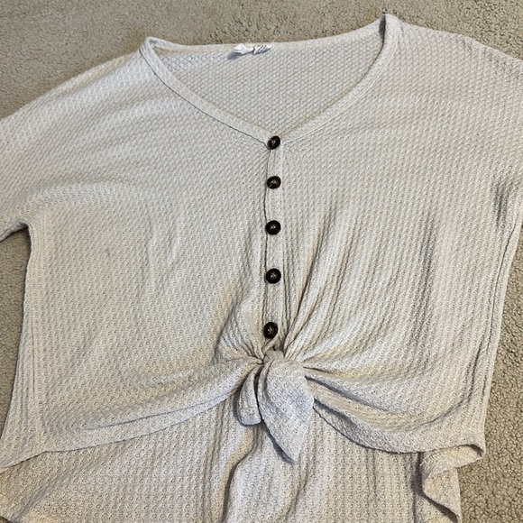 sky and sparrow button up sweater with tie - Picture 4 of 5
